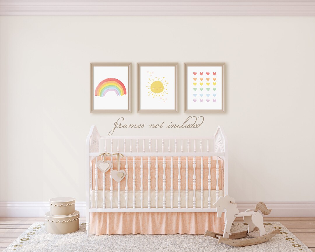 Rainbow Nursery Decor Nursery Print Set of 3 Rainbow Wall Art, Sunshine ...