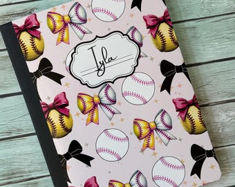 Personalized school notebook, composition notebook, Softball notebook, Softball gift, Softball team gift