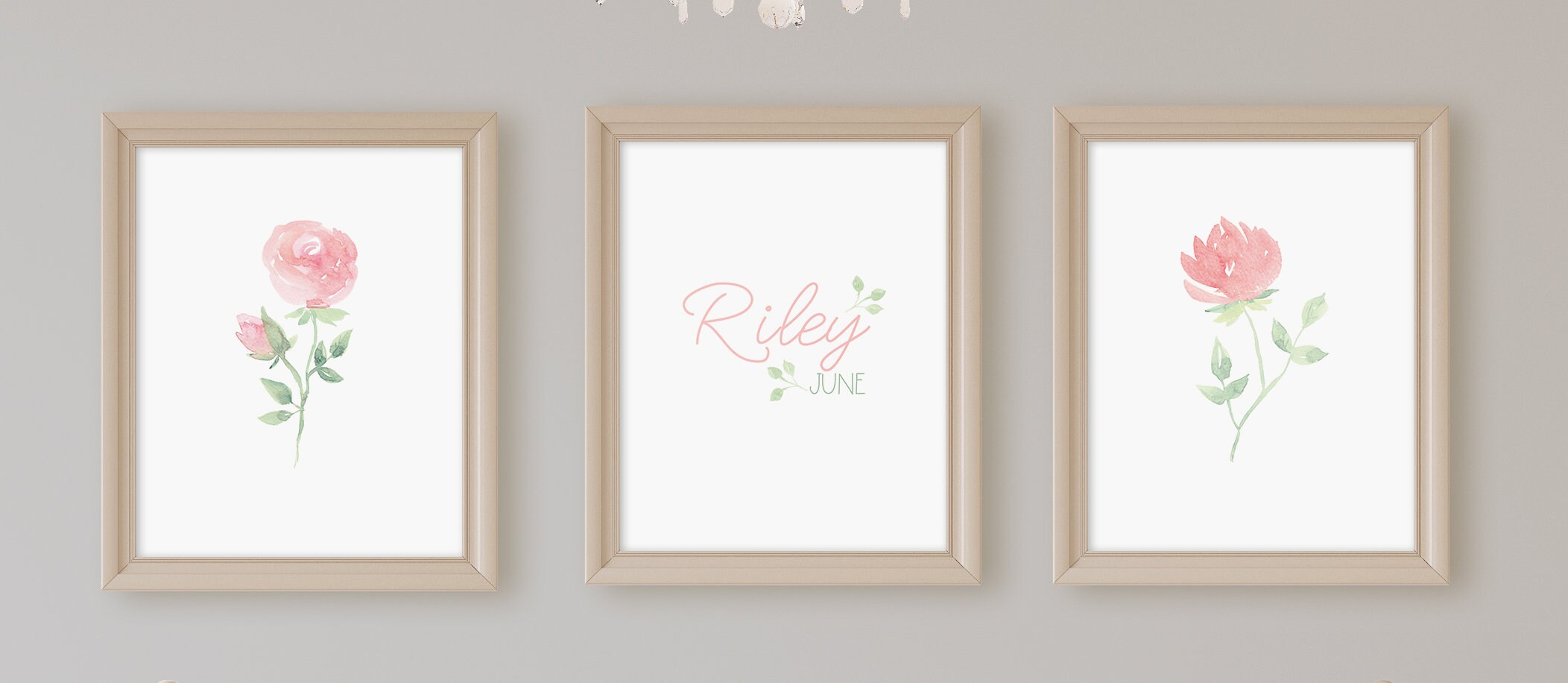 Floral Nursery Wall Art Girl Baby Girl Nursery Art Set of 3 Blush ...