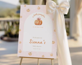 Little pumpkin baby shower welcome sign, little pumpkin decor, little pumpkin shower sign, fall baby shower welcome sign AB123