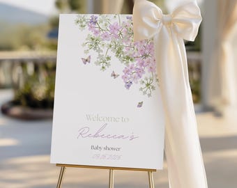 Baby in Bloom Baby Shower Welcome Sign Template | Editable Baby Shower Sign | Floral Spring Shower Decor | Girl Baby Shower Sign  Canva