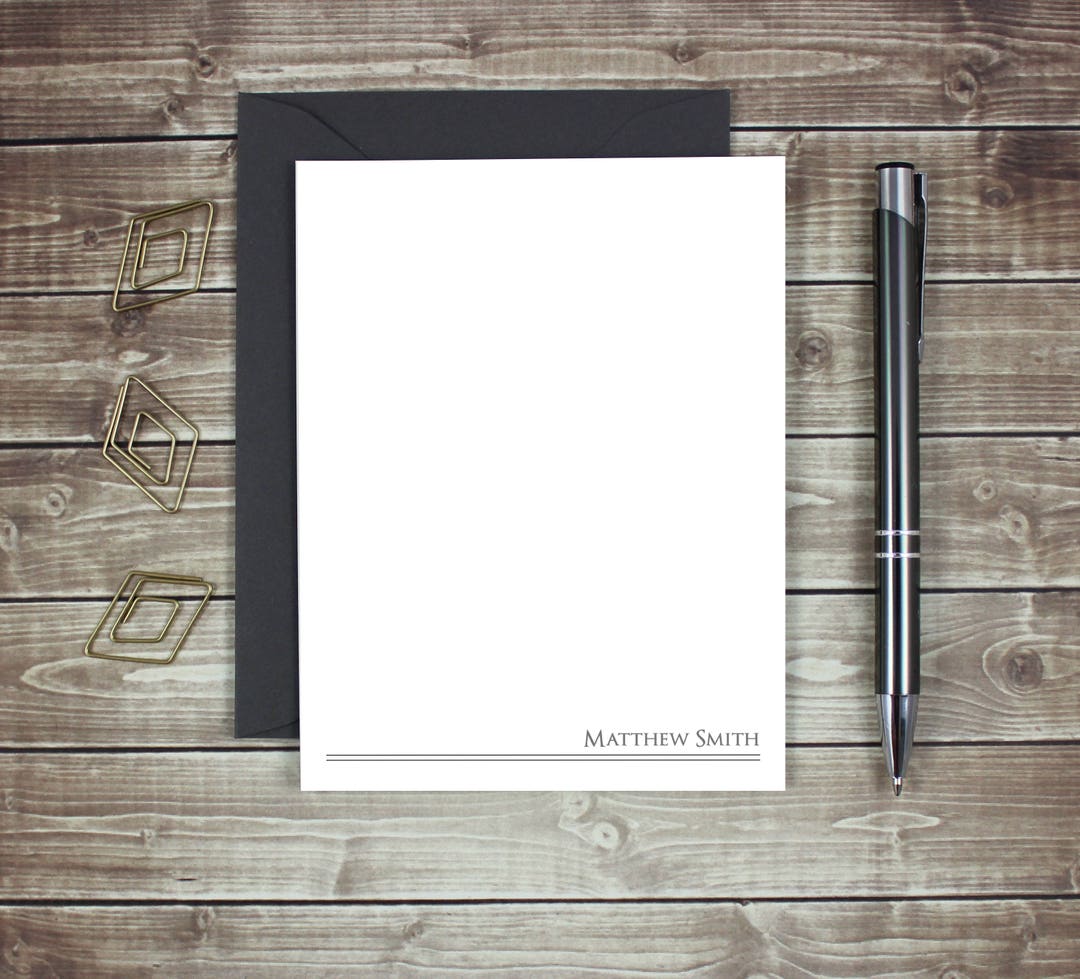 Mens Stationery for Men Mens Monogram Note Card, Mens Stationary