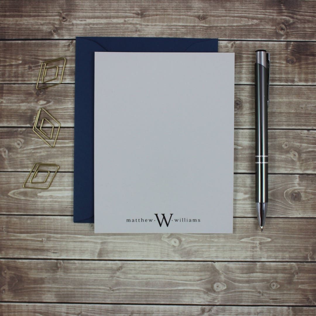 Mens Stationery for Men Mens Monogram Note Card, Mens Stationary Set ...
