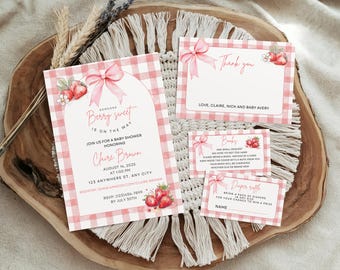 Berry sweet baby shower invitation, berry baby shower berry sweet invite someone berry sweet fruit invitation gingham berry invitation