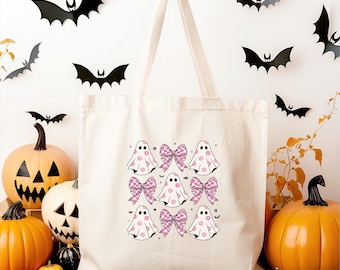 Custom Halloween Trick or Treat Bag | Personalized Trick or Treat Tote | Reusable Candy Bag | Halloween canvas bag preppy halloween bag