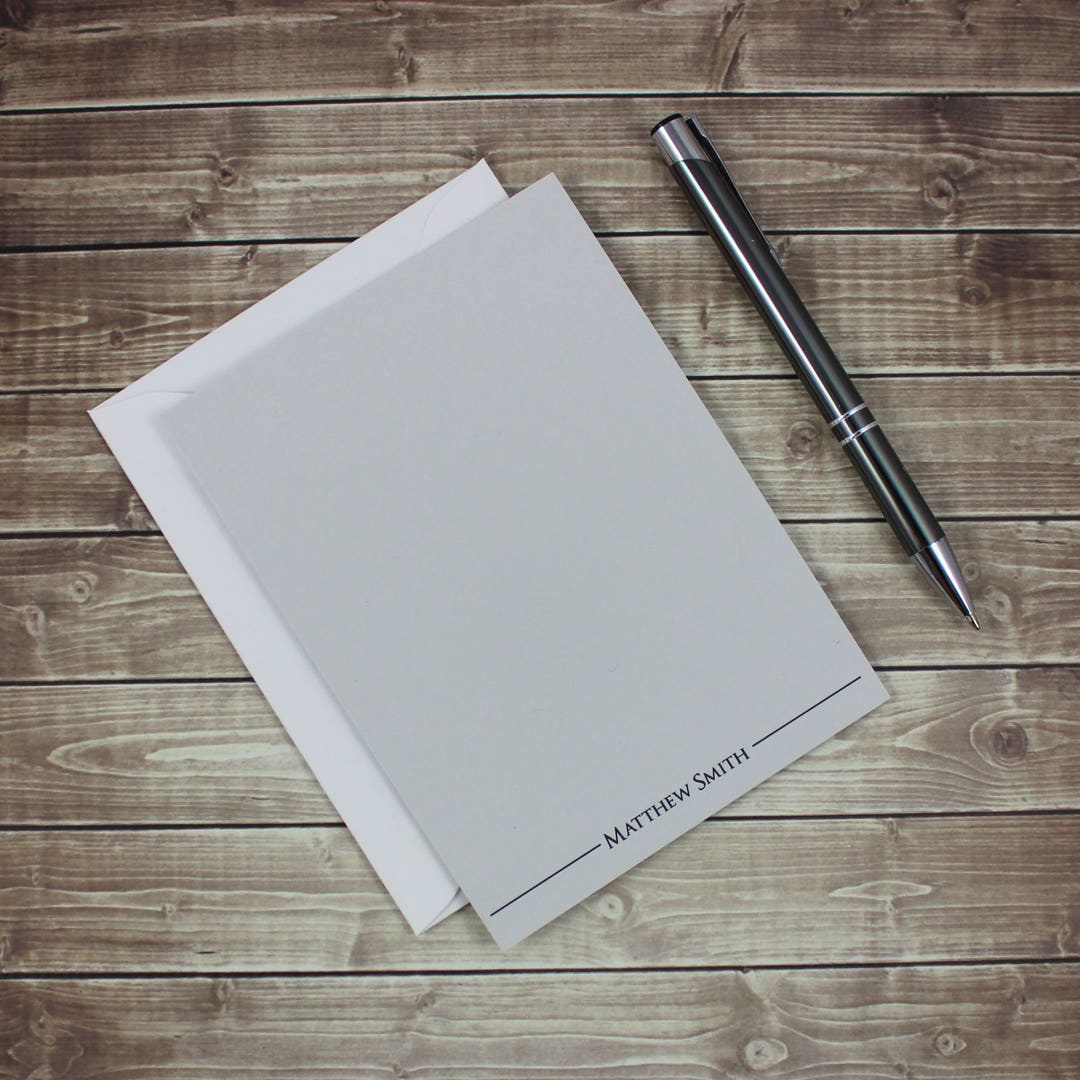 Mens Stationery for Men Mens Monogram Note Card, Mens Stationary