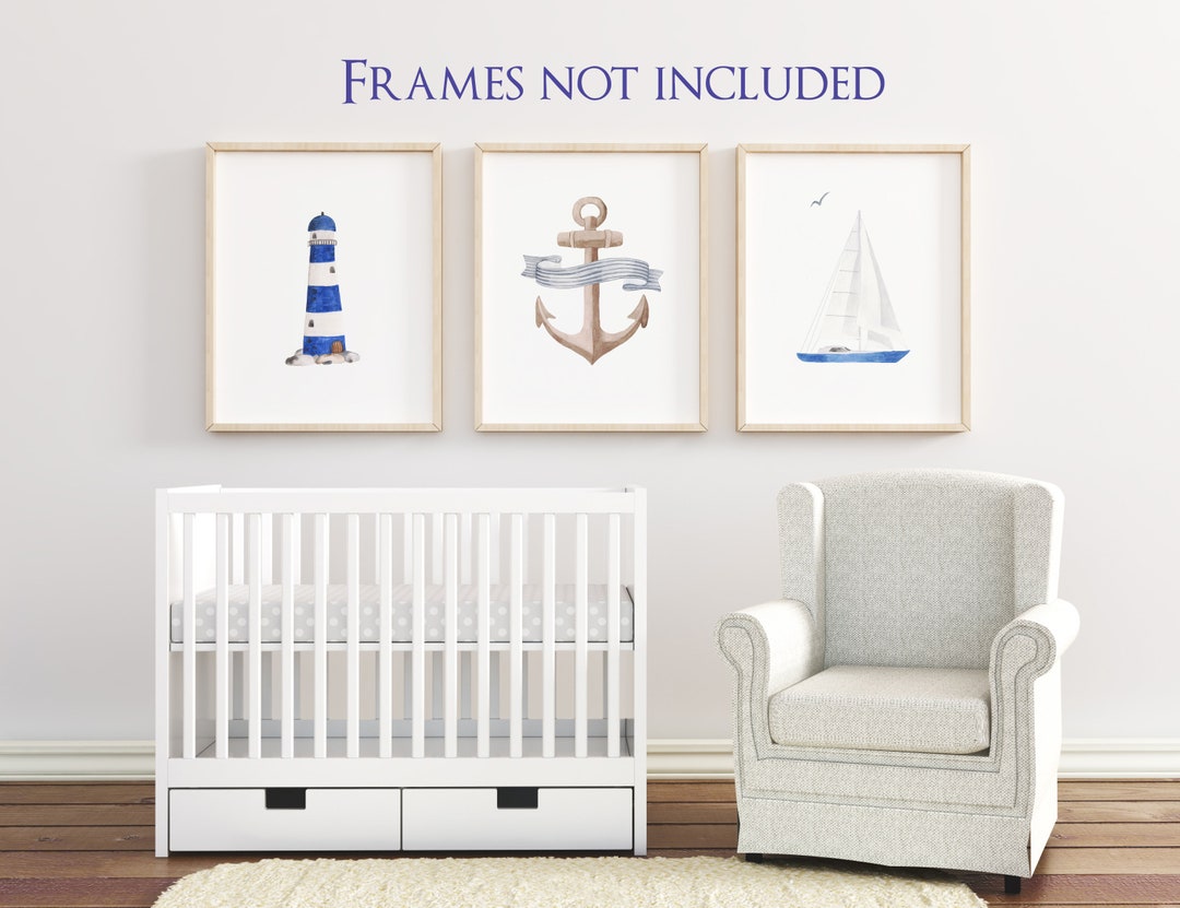 Nautical Nursery Art Nursery Decor Nautical Set of 3 Gifts for Baby Boy