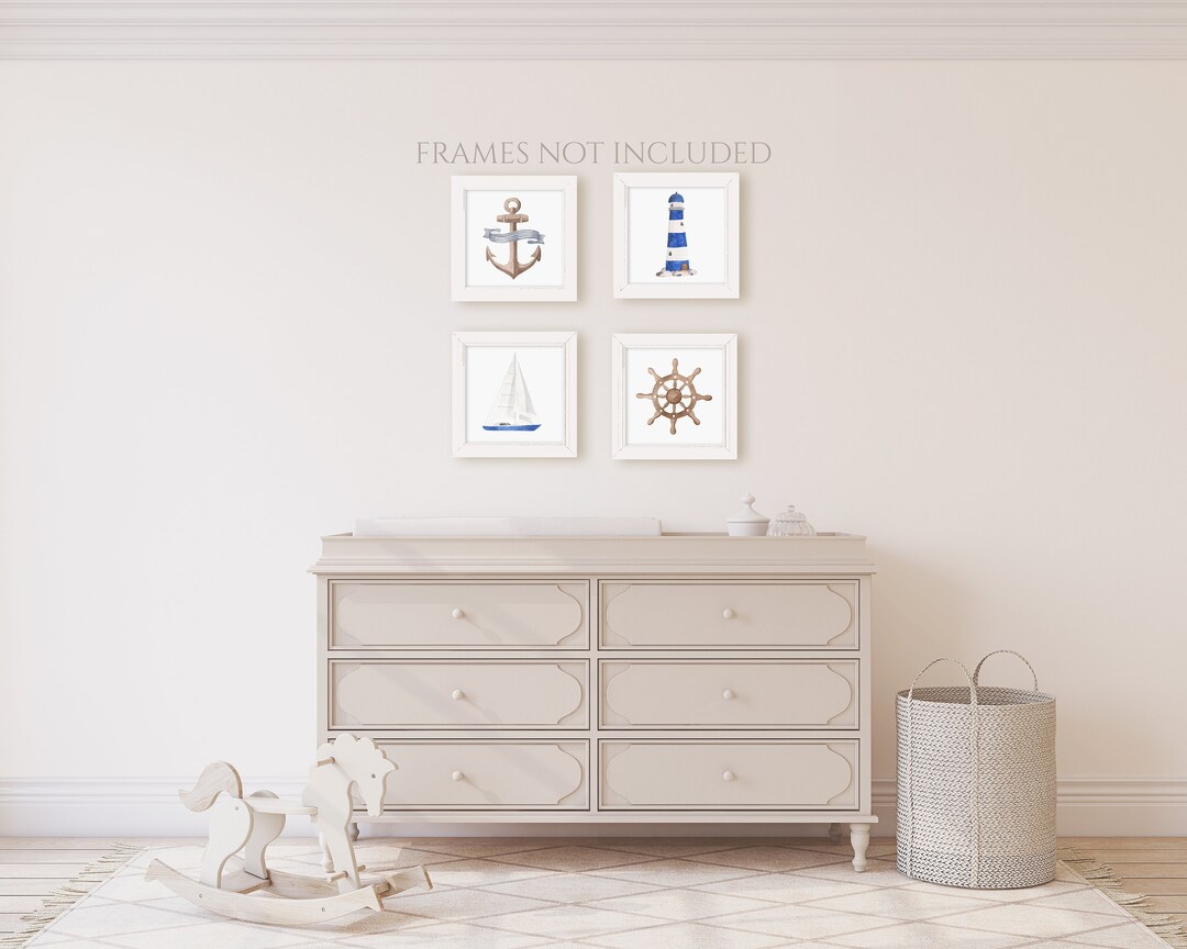 Nautical Nursery Art Nursery Decor Nautical Set of 4 Gifts for Baby Boy
