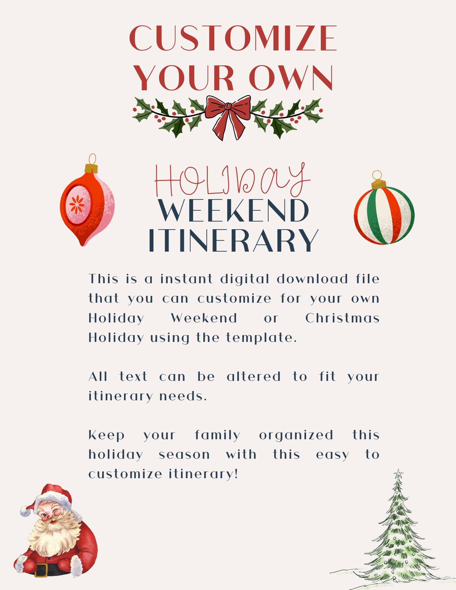 Christmas Weekend Itinerary Template Holiday Travel Planner (canva