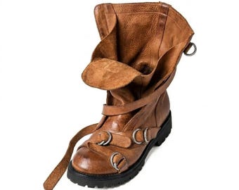Handmade Shoes Italian Leather Motorcycle Boots, Combat Boots, Tactical, Hunting