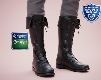 Wiktoriańskie męskie buty do kolan w stylu steampunk – wysokie, sznurowane, w stylu pirackim i gotyckim