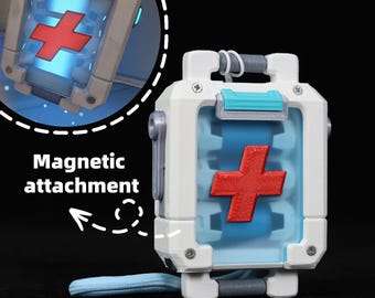 Sci Fi Health Capsule Backpack Charm 3D Printed Medical Kit Luminous Capsule Magnetic Detachable Cosplay Accessory Gamer Gift Sci Fi Gadget