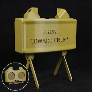Claymore Mine Style Bluetooth Speaker Military Desk Decor Adjustable Tripod 3D Printed PLA Tactical Army Gear Collectible Gift Display Stand