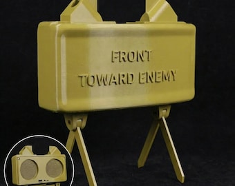Claymore Mine Style Bluetooth Speaker Military Desk Decor Adjustable Tripod 3D Printed PLA Tactical Army Gear Collectible Gift Display Stand