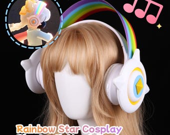 Cuffie Bluetooth arcobaleno stampate in 3D PLA, cuffie wireless colorate per gaming e musica, regalo perfetto per cosplay e giochi. Accessorio audio carino.