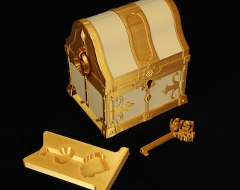 Genshin Treasure Chest with Key Hidden Compartment Jewelry Box Loot Storage PLA Display Box for Gamers Fans Tabletop Gaming Storage Gifts