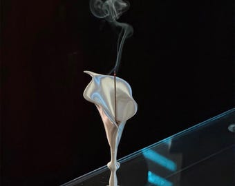 Calla Lily Incense Holder 3D Printed Minimalist White Incense Burner Home Decor Gift for Incense Lovers Meditation Yoga Decor