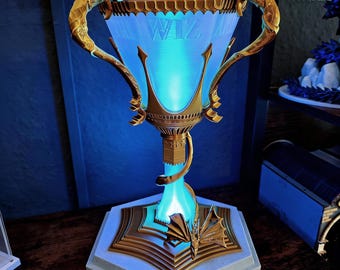 Light Up Fantasy Trophy Cup 3D Printed PLA Desk Decor Remote Control Glowing Shelf Display Room Decoration Gift