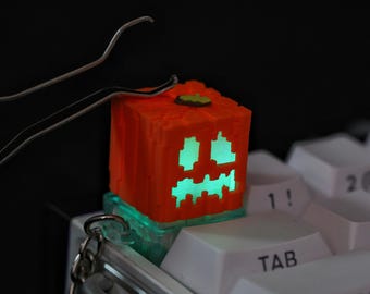 Pixel Pumpkin Keycap Translucent RGB Mechanical Keyboard ESC Keycap 3D Printed PLA Gamer Desk Decor Retro Pixel Art Gift
