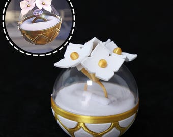 Floral Bell Ring Box Acrylic Dome Proposal Ring Holder Gold White Engagement Display Case Keepsake Jewelry Gift Wedding Anniversary Valentin