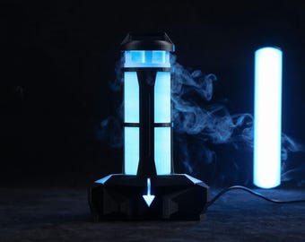 Sci Fi Power Core LED Humidifier 3D Printed Blue Glow Mist Maker Type C Powered Desktop Decor with Dual Switch Control for FPS Gaming Fans