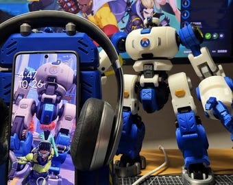 Gelenk Roboter Schreibtisch Stand Telefon Kopfhörer Halter 3D Gedruckt Poseable Roboter Gaming Schreibtisch Dekor Tech Geschenk Stimmungslicht Anzeige für Tech-Liebhaber
