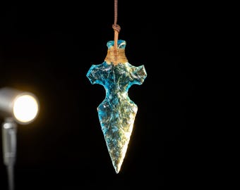 Handmade Crystal Glass Pendant Necklace Artisan Sculpted Jewelry Boho Statement Necklace Unique Gift for Women Charm Accessory