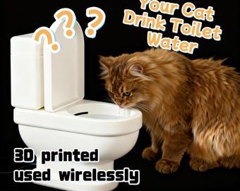 Funny Toilet Cat Water Fountain 3D Printed USB Powered Quiet Flow Pet Drinking Bowl Rechargeable 1L Tank Wireless DIY Assembly for Cats Home