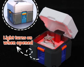 Loot Crate Proposal Case Light Up Engagement Display 3D Printed PLA LED Battery Powered Gamer Gift Desk Decor Collectible Showcase