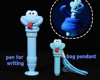 3D Printed Cartoon Snake Antidote Pen Novelty Desk Toy Mini Keychain Fidget Gadget Office Desk Decor Funny Gift Cute Collectible Toy