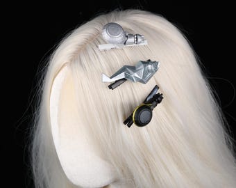 Ink Shooter Hair Clip 3D Printed Alloy Cosplay Hair Barrette Game Inspired Hair Accessory Gamer Gift Color Splash Fan Style PaintBlasterClip