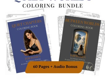 Lot de coloriages pour adultes pour femme, 60 pages imprimables, PDF confortable et fantastique, 30 minutes de son relaxant