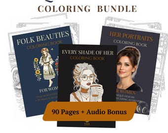 Lot de livres à colorier pour femmes, folklore, portrait, art moderne (téléchargement numérique)
