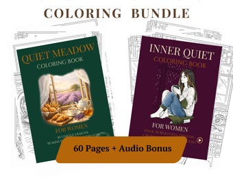 Lot de livres de coloriage Cottagecore confortable pour femme, PDF relaxant pour prendre soin de soi (téléchargement numérique)