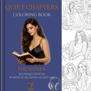 Cozy Reading Coloring Book for Women, 30 Relaxing Designs (Digital Download)