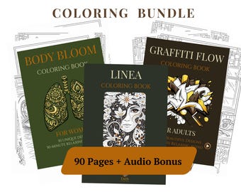 Lot évasion créative, 3 livres à colorier pour femmes, PDF imprimable, pages à colorier numériques, téléchargement immédiat