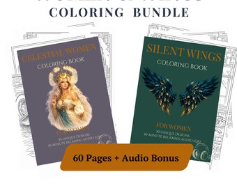Lot de livres à colorier femmes célestes, ailes d'ange à colorier, art astrologique à imprimer, PDF à colorier pour adultes, cadeau relaxant pour prendre soin de soi