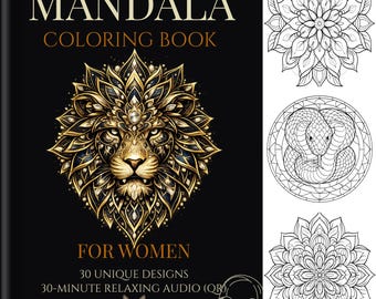 Livre de coloriage mandalas pour femme | 30 dessins d'animaux, audio relaxant (QR)