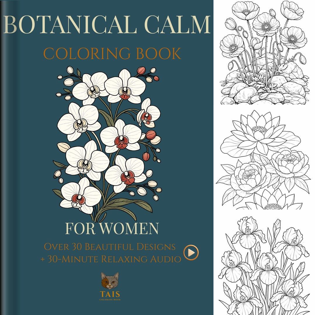 Botanical Calm Coloring Book for Women | Floral Adult Coloring Pages ...