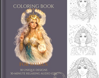 Livre de coloriage femmes célestes | Déesses du zodiaque, art astrologique (téléchargement numérique)