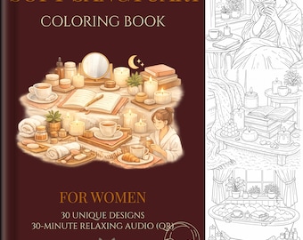 Livre de coloriage doux sanctuaire, soins personnels confortables, 30 motifs (téléchargement numérique)