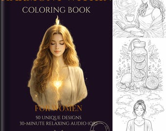 L'harmonie dans l'âme, livre de coloriage pour femme, 50 modèles, son relaxant (téléchargement numérique)
