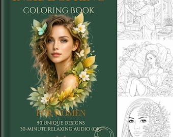 Livre de coloriage de printemps pour femme | Nature, pleine conscience, soulagement du stress (téléchargement PDF A4)