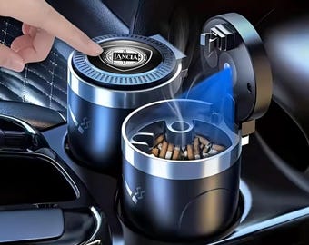 Handmade LED Car Ashtray Cup Holder – Lancia Style Smokers Gift Auto Accessory