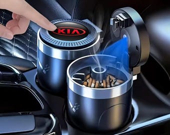 Handmade Luxury KIA LED Smokeless Car Ashtray & Cup Holder – Auto Interior Gadget Accessory