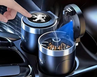 Handmade Smokeless LED Car Ashtray – Peugeot Style Interior Cup Holder