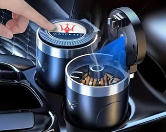 Handgemaakte Cadillac led-rookloze auto-asbak en bekerhouder – luxe auto-interieurgadgetaccessoire