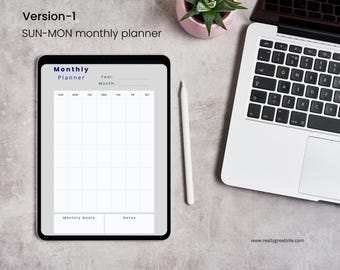 2026 Minimal Monthly Planner PDF | Undated Monthly Planner for iPad & Print | Clean Planners