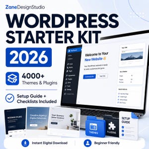 WordPress Starter Kit 2026, Themes Plugins Bundle, Website Setup Guide, SEO Security Checklist, Digital Download.