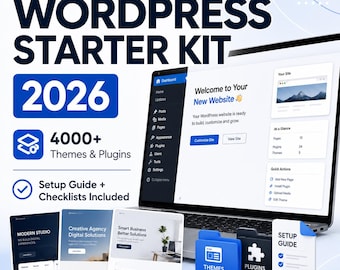 WordPress Starter Kit 2026, Themes Plugins Bundle, Website Setup Guide, SEO Security Checklist, Digital Download.